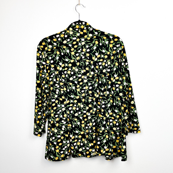 Tanjay Tulip Patterned Black, White & Yellow Summery Cardigan - Picture 9 of 10